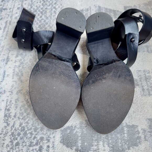 Ann Demeulemeester Black Leather Strappy Platform Heels - Picture 8 of 10